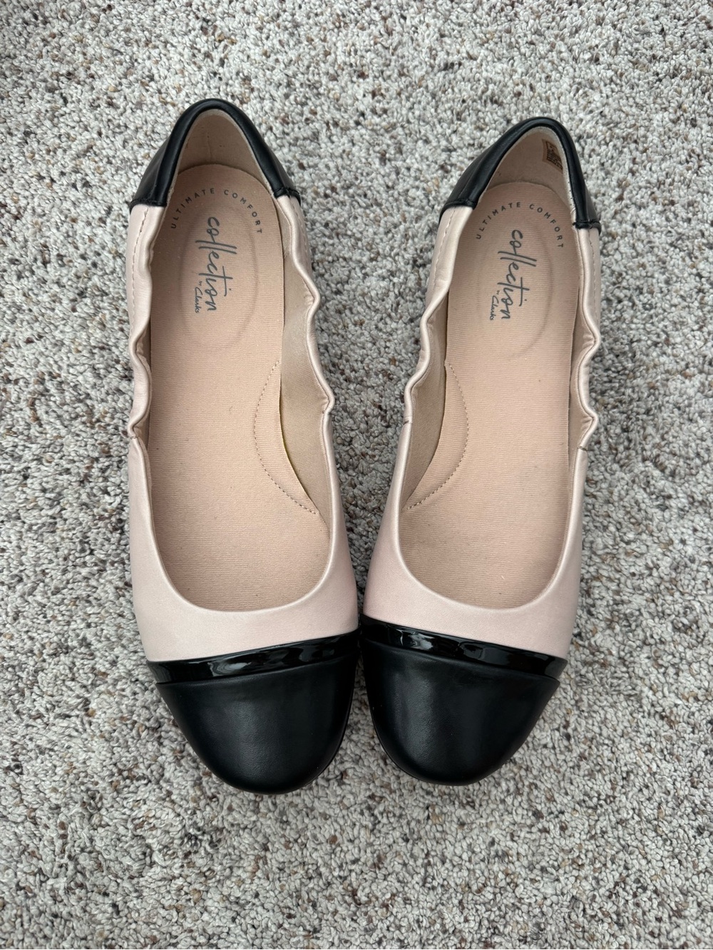 Clark’s Leather Flats, Pink & Black